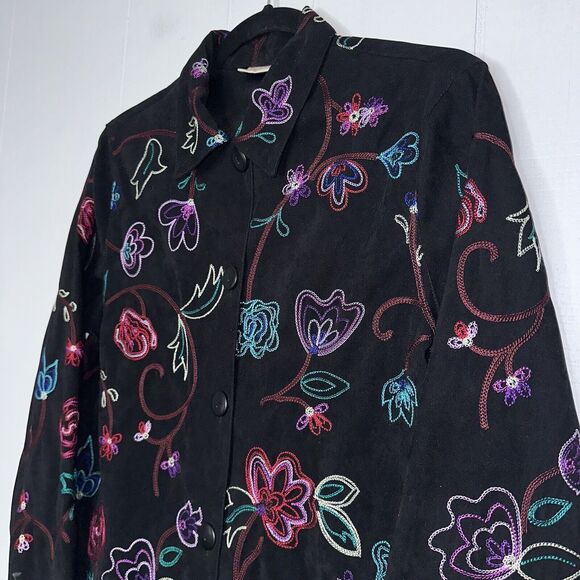 Koret Women’s Vintage Floral Embroidered Jacket Black Boho Size Small - Picture 3 of 5
